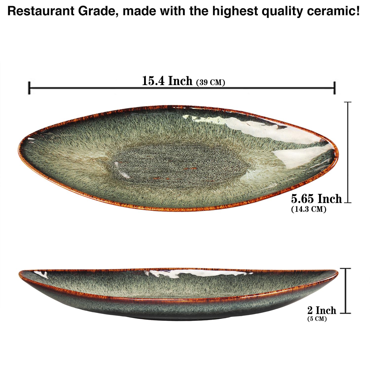 jinsongdafa Serving Platter Olives Plate Large Serving Tray, Set of 4, for Entertaining, Porcelain Trays and Platters Sushi Salad Plates Serving Dinnerware Appetizer Serving Tray, Black reaction Glaze