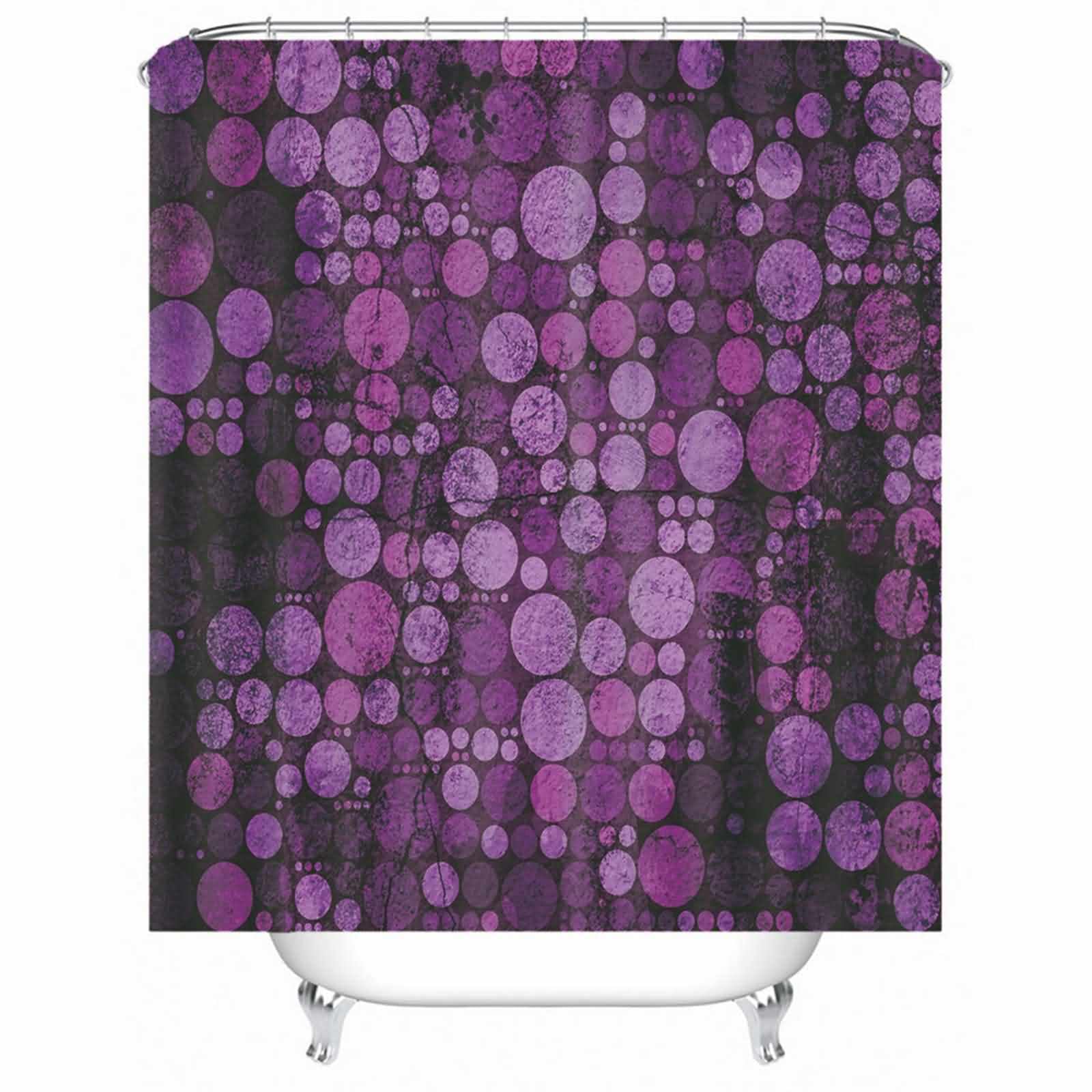 Rideau douche tissu de luxe violet à motifs géométriques pour grande largeur