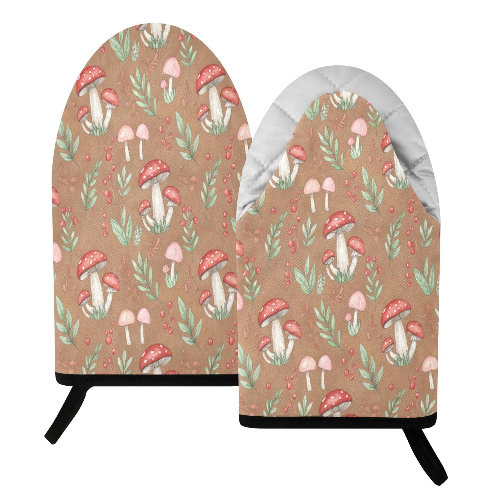 BURSTDDY Mushrooms Oven Mitt,Heat Resistant Kitchen Mitts for Cooking