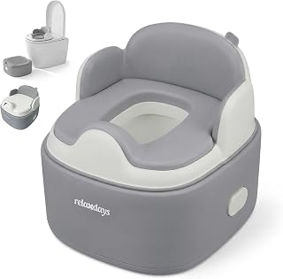 Relaxdays Töpfchen 4-in-1, Kindertoilette mit Deckel, grau