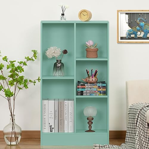 Miniatura 208 de LEYAOYAO Estantería de 10 cubos, estantería ancha moderna de 3 niveles con patas, estantería de madera de mediados de siglo, estuche grande rosa,