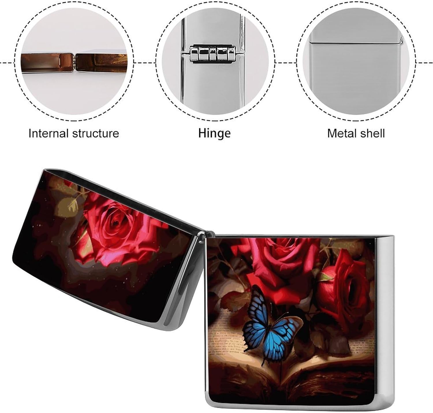 Beautiful Flower Butterfly Roses Lighter Case Cover Lighter Shell