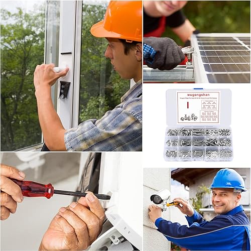 Miniatura 7 de Juego surtido de 300 tornillos y tuercas y arandelas planas, tornillos de cabeza hexagonal de acero inoxidable M3M4M5, tornillos y arandelas de