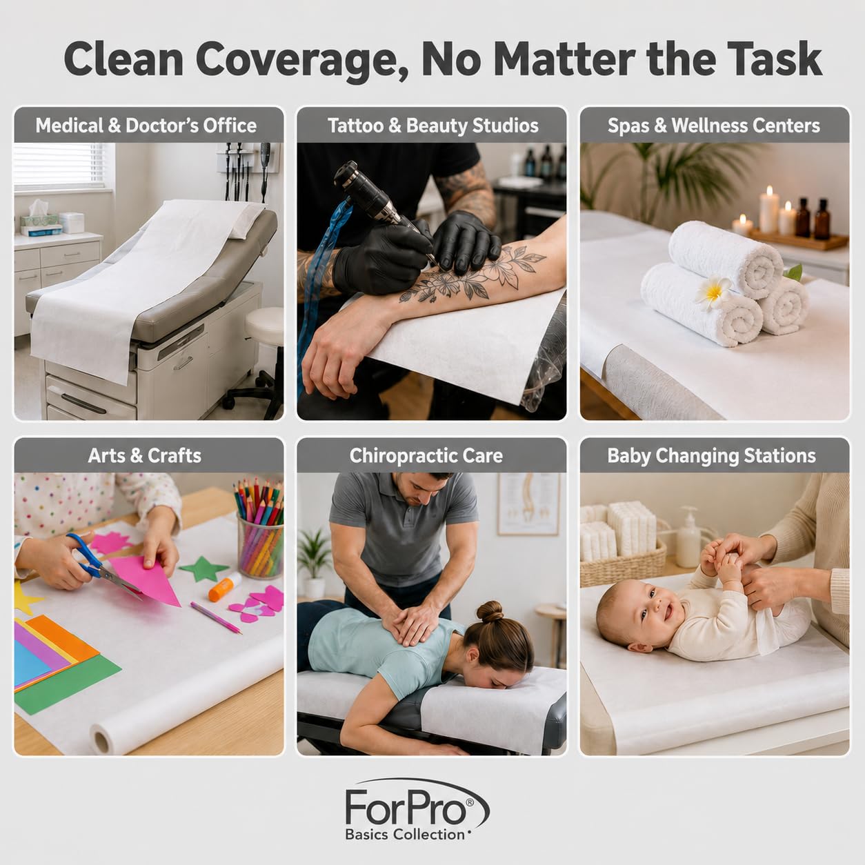 ForPro Basics Smooth Exam Table Paper Rolls, 12ct, 21" x 225' — Amazon image 5