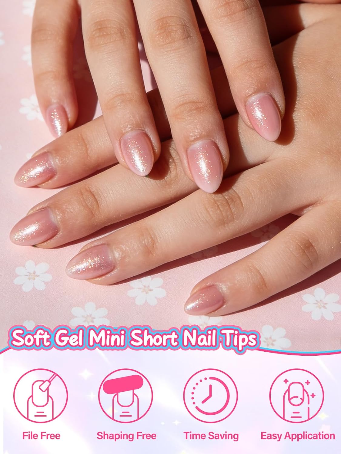 EBANKU Kids Fake Nails, 360PCS Short Almond Clear Nail Tips Glue on Nails for Kids Press On Nails for Little Girls Full Cover Fake Nails Decoration,12 Sizes