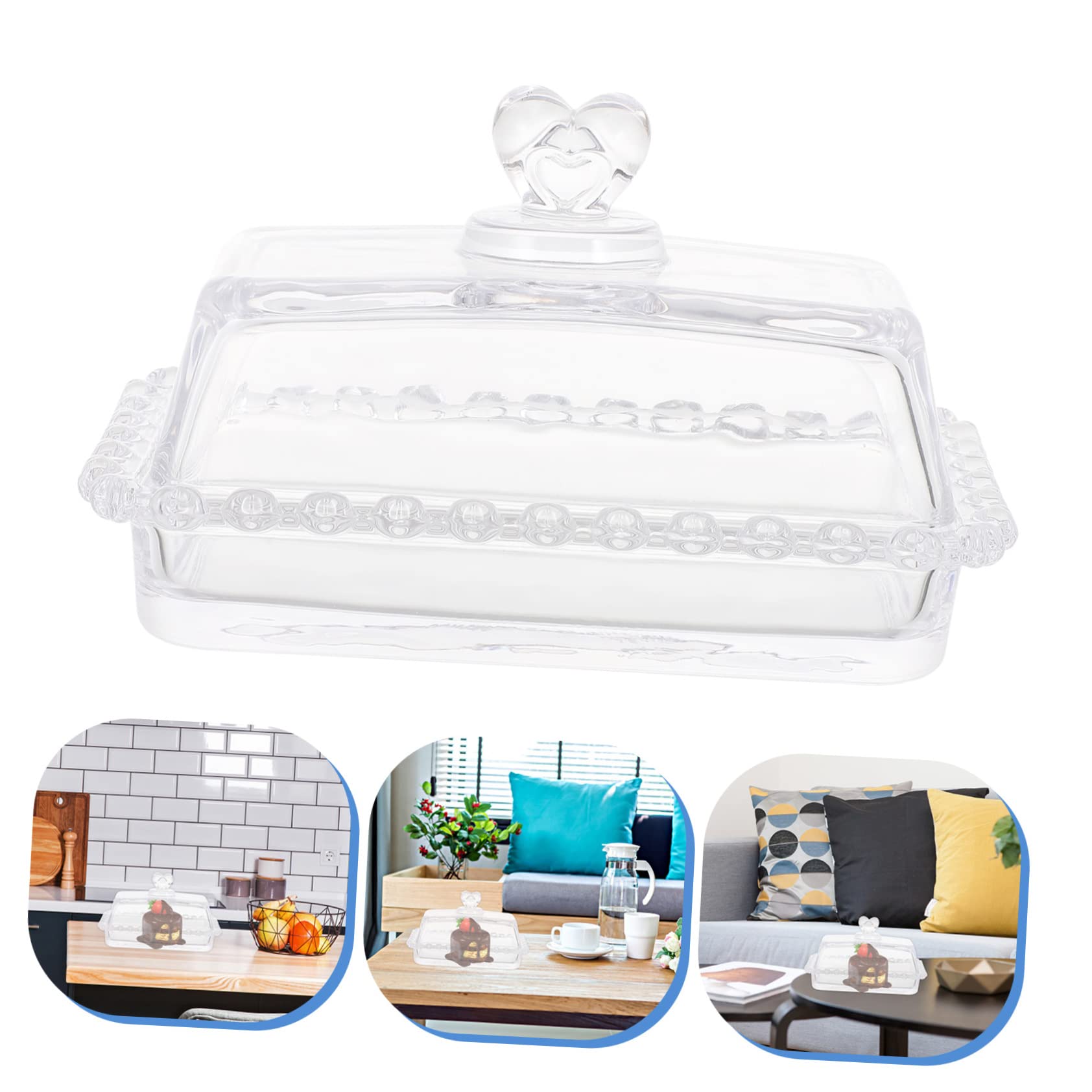 Assiette avec Couvercle en Verre, Plateau à Cake et Porte-Dessert, Surface Lisse, pour Bonbons et Cupcakes, Fêtes d'anniversaire