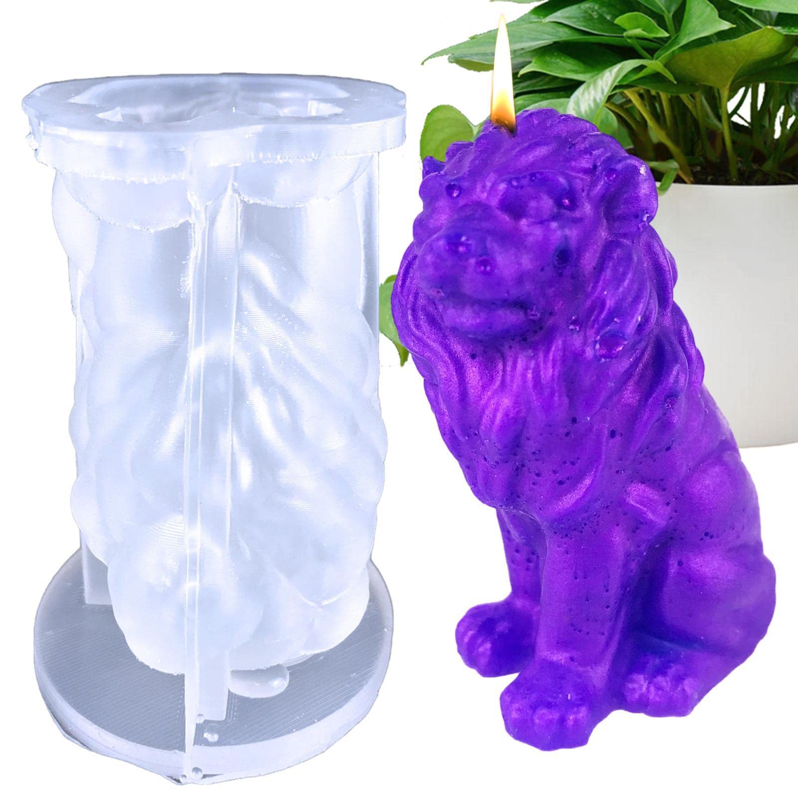 Bavokon Lion Silicone Mold Animal Candle Molds,Silicone Candle Mould,Lion Handmade Resin Mould,Soy Wax Soap Mould,Lion Desk Decor Mould, Resin Epoxy Casting Mould for Candle Making,Soaps Making