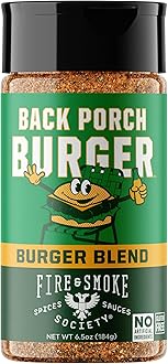 Fire & Smoke Back Porch Burger Seasoning | BBQ Rub for Smoking and Grilling Meat | Beef, Pork, Chicken, Turkey, Veggie | BBQ Rubs and Spices | Brown Sugar, Onion, Paprika, Black Pepper | M 6.5 oz