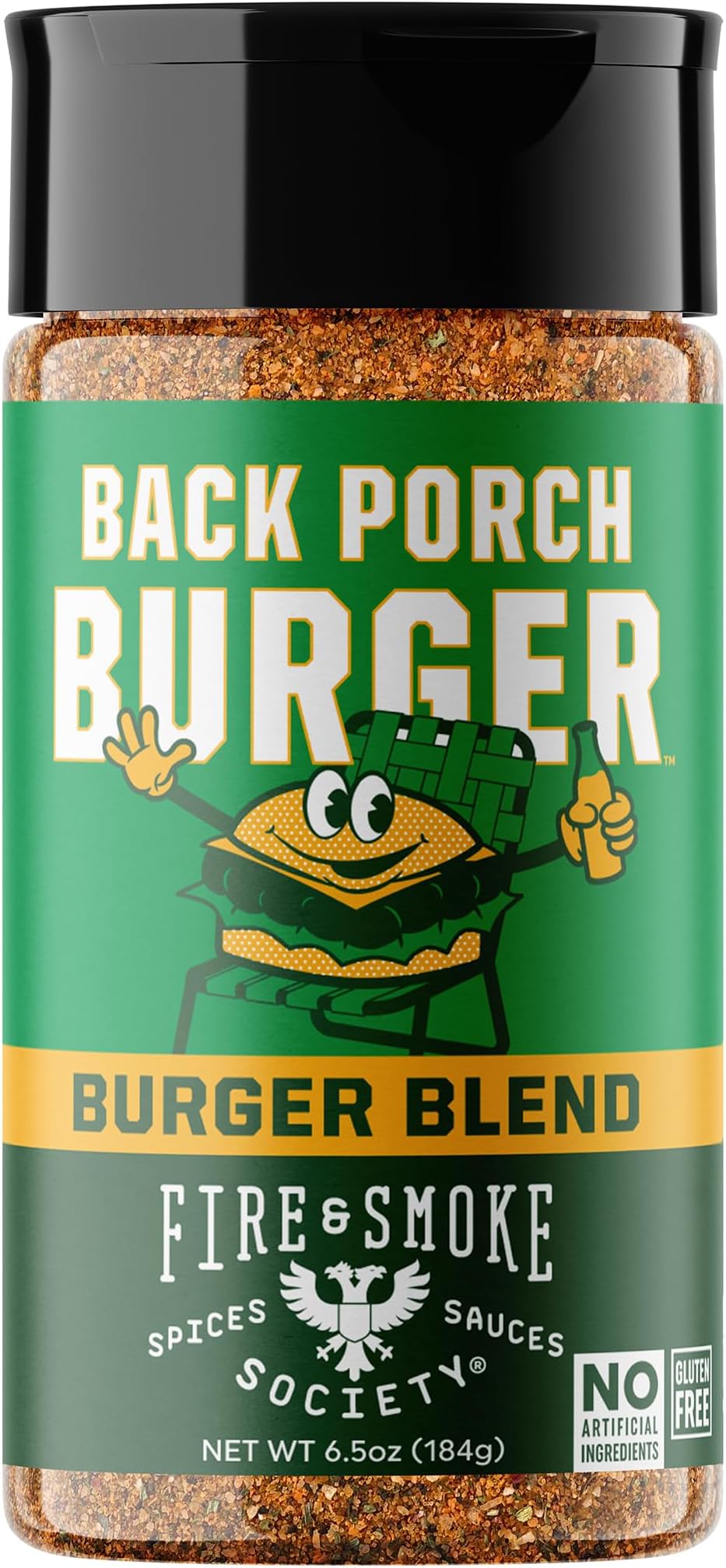 Fire & Smoke Back Porch Burger Seasoning | BBQ Rub for Smoking and Grilling Meat | Beef, Pork, Chicken, Turkey, Veggie | BBQ Rubs and Spices | Brown Sugar, Onion, Paprika, Black Pepper | M 6.5 oz