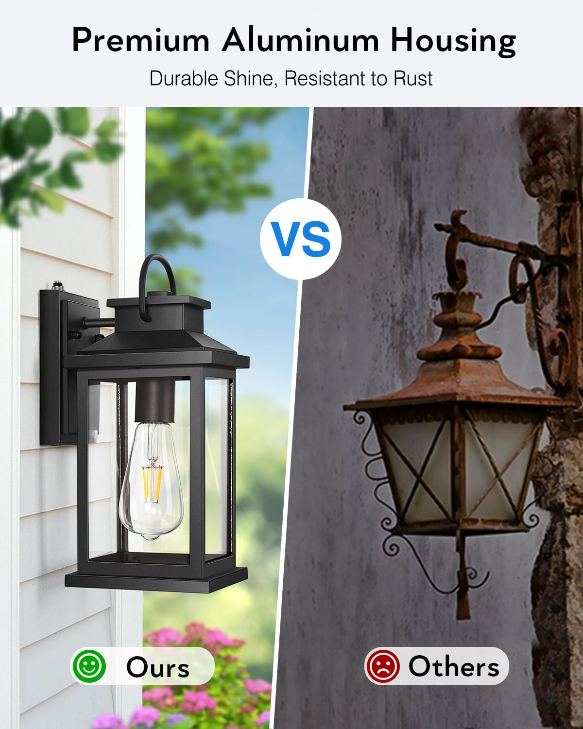 VIANIS Outdoor Wall Lantern, Modern Black Exterior Porch Lights Wall Mount Light Fixture, 100% Aluminum Waterproof Outside Lights for House, Dusk to Dawn Outdoor Sconce Lights for Garage, Patio 2-Pack