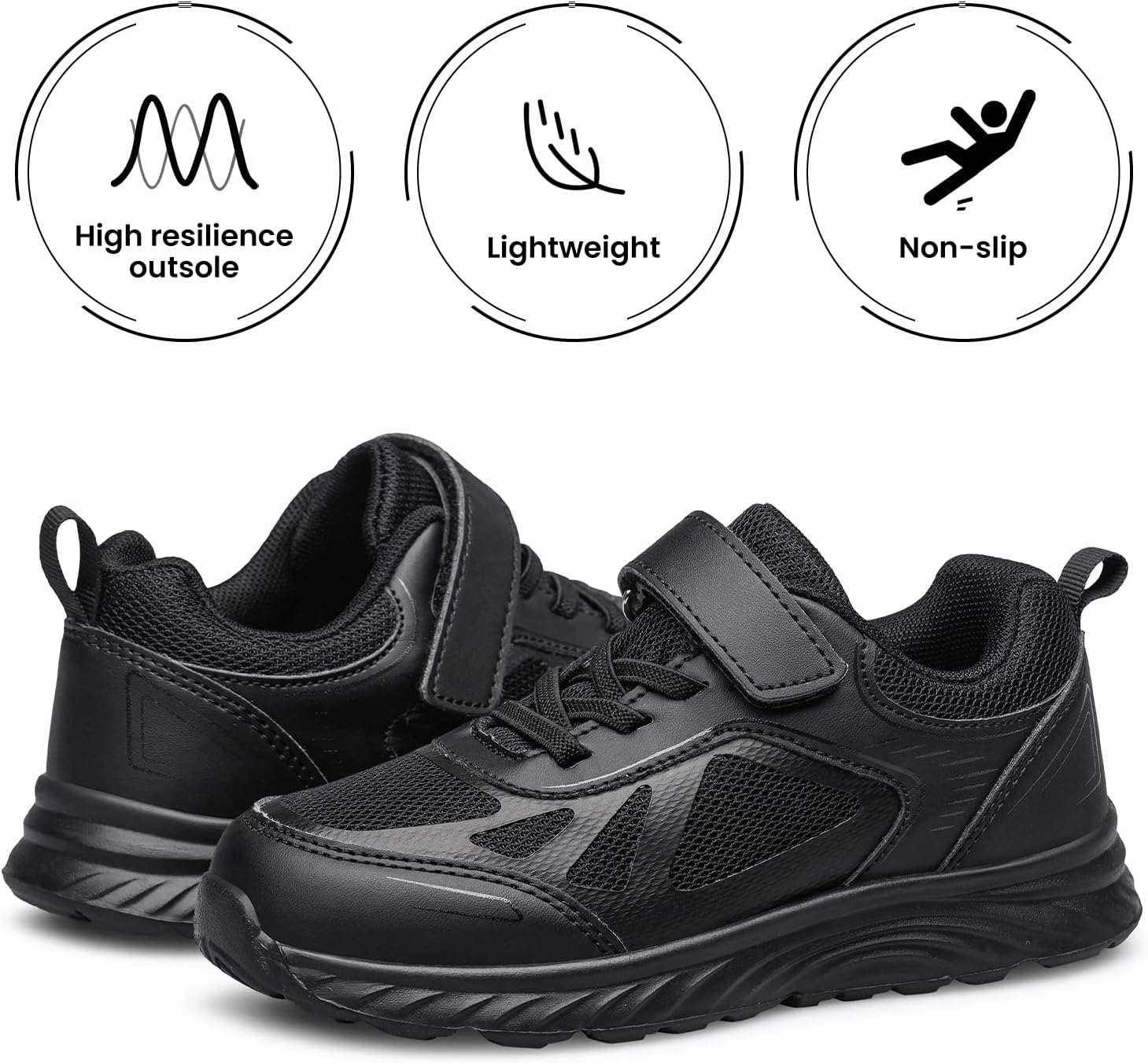 Kids Running Shoes Boys Girls Lightweight Breathable Sneakers Hook & Loop Non Slip Athletic Tennis Shoes for Toddler/Little/Big Kid