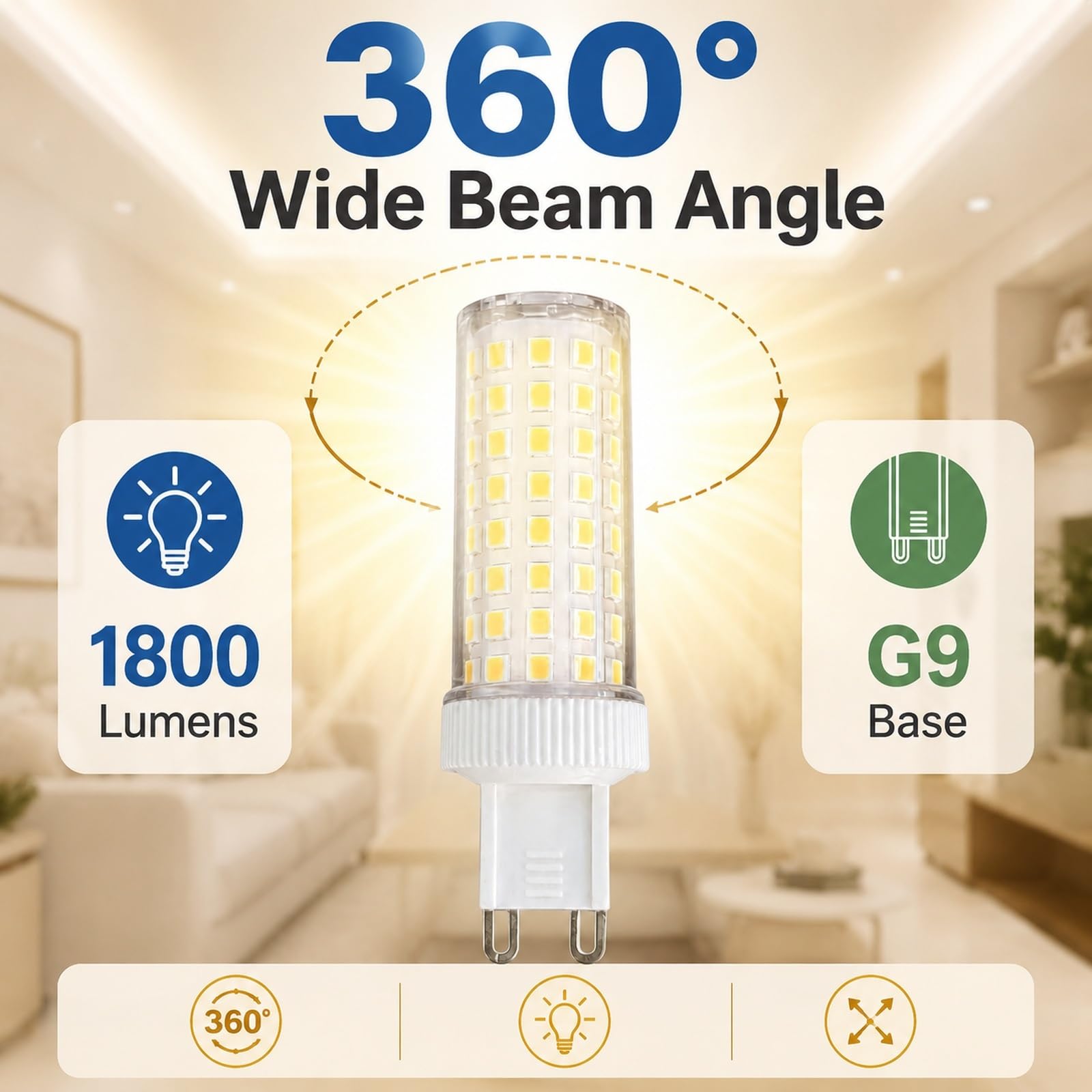 Lampadine LED G9 Mais,18W eq 140W,Bianco freddo 6000K, 220-240V,Alta lum,CRI>95,Senza sfar,Per applique murale lampadario sosp,Non dimmabile,Confezione da 4