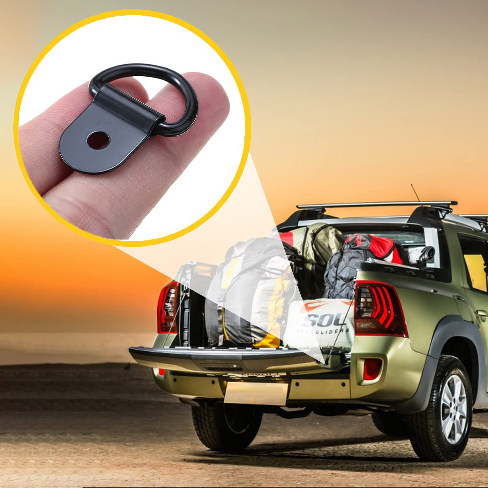 CHICIRIS 12 Anelli Di Ancoraggio A D – Resistenti Alla Corrosione – Per Rimorchi, Auto, Kayak, Biciclette – Carico Lavoro 400 Libbre