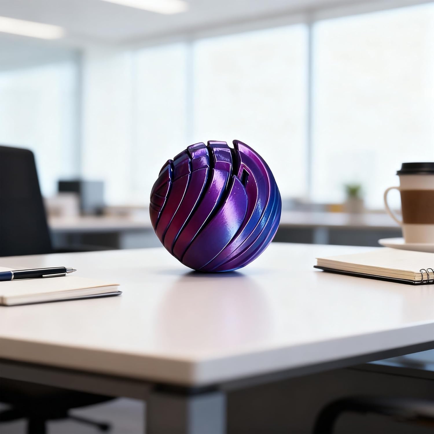 Gear Ball Fidget Toy, Gear Sphere Stress Relief Sensory Toys for Adults Anxiety, Hypnotic Spinner for Office Home School Travel (Purple)
