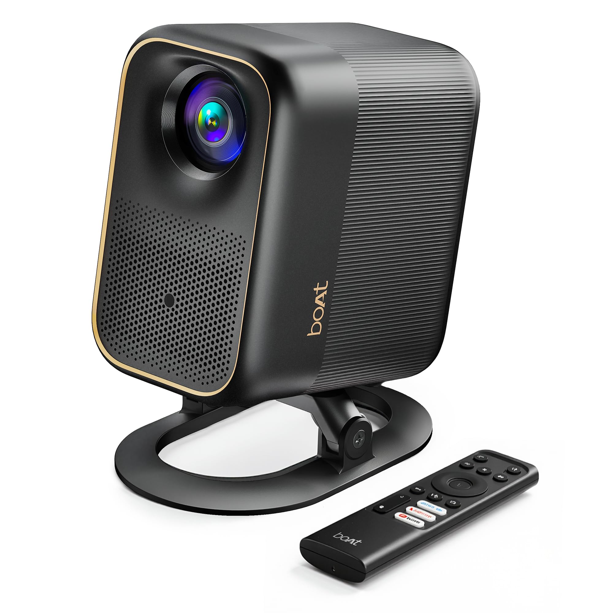 boAt Cinehead F1 Pro Portable Projector, Google TV Official Certified Apps, 4K Ultra HD, Ultra Bright 500 ANSI Lumens,10W Dolby Speakers, Fully Automatic 1080p Home Theatre Projector (Celestial Black)-image-5