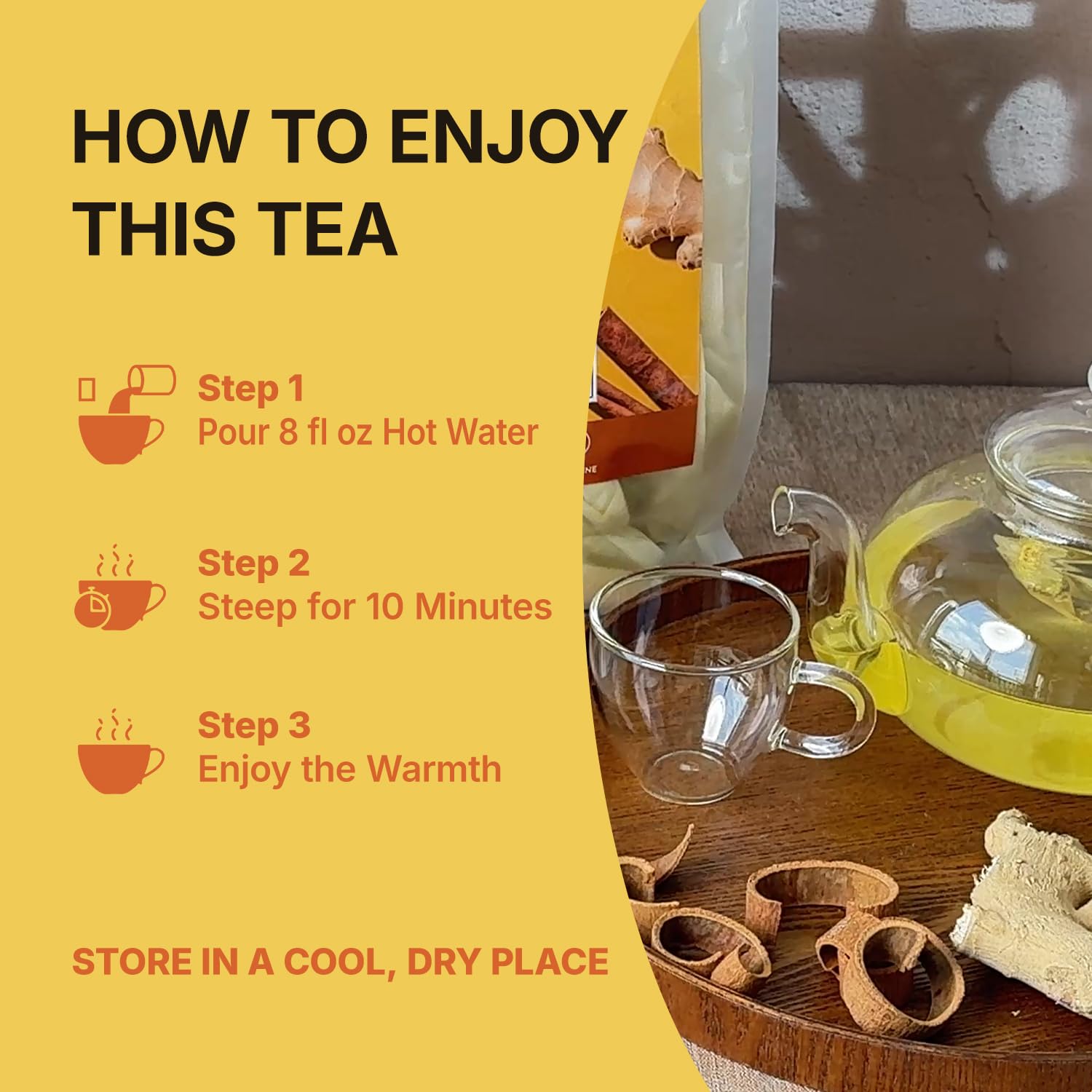 Premium Turmeric Ginger Cinnamon Tea Bags, 120 Tea Bags 100% Natural Hand-made Blend Ginger Turmeric Herbal Tea, Cleaning Energy Support Intestinal & lmmune Health - Image 9