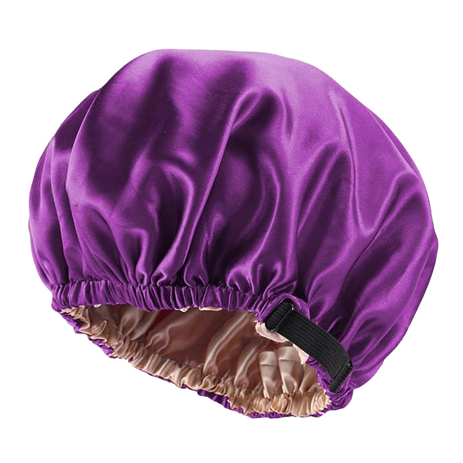 Gorro de satén de seda para dormir de noche para cabello natural rizado morado, Juego de 10 (morado), 8