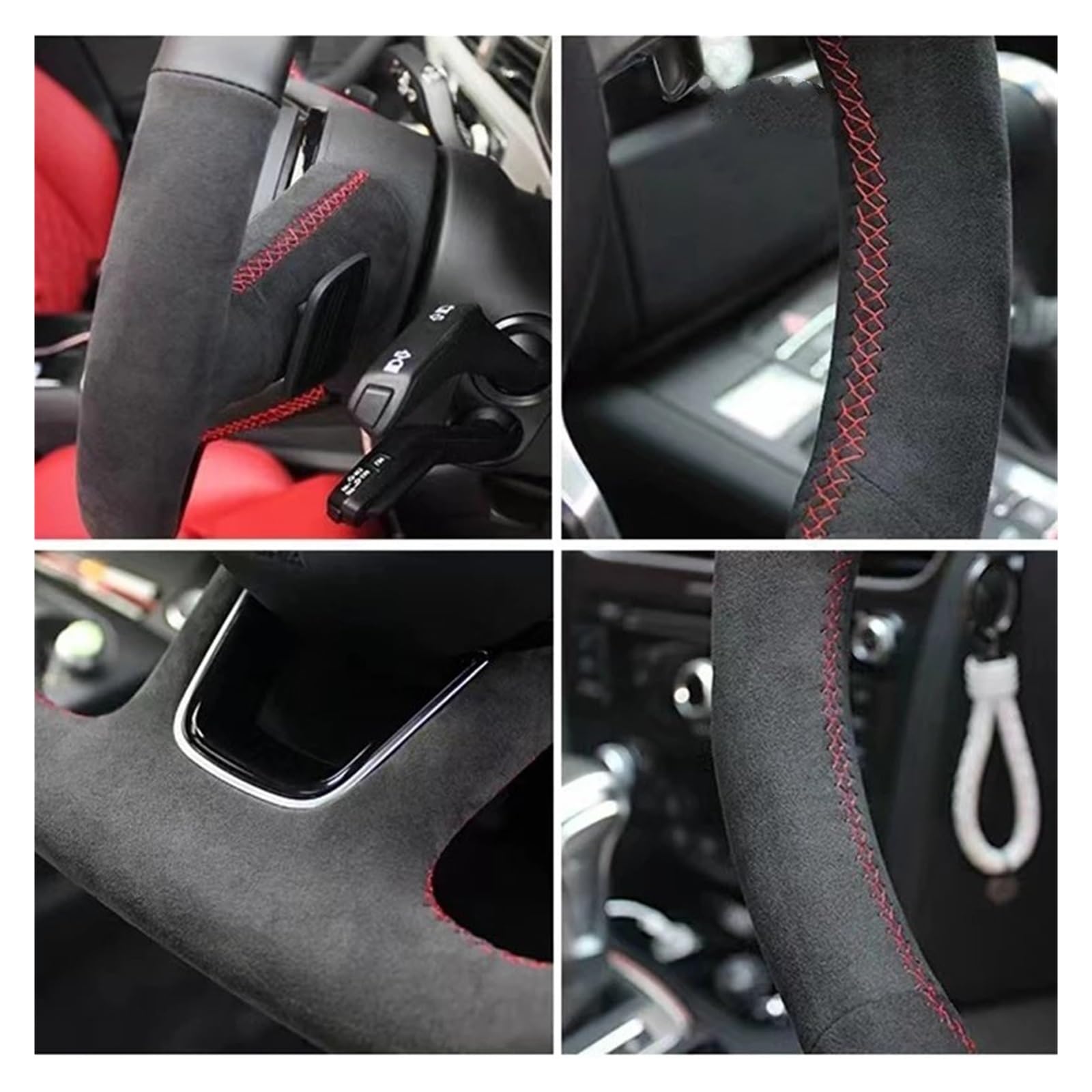 Auto Coprivolante Per BMW Per Sport-1 Per Serie Per E90 Per E91 Per E92 Per E93 Per E87 Coprivolante Per Auto Personalizzato Treccia Coprivolante Protezione (Colore : White Thread)