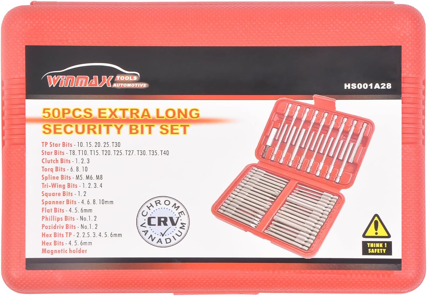 50PCS Screwdriver Bits Torx/PZ/PH/Flat Hex Spline Extra long Security