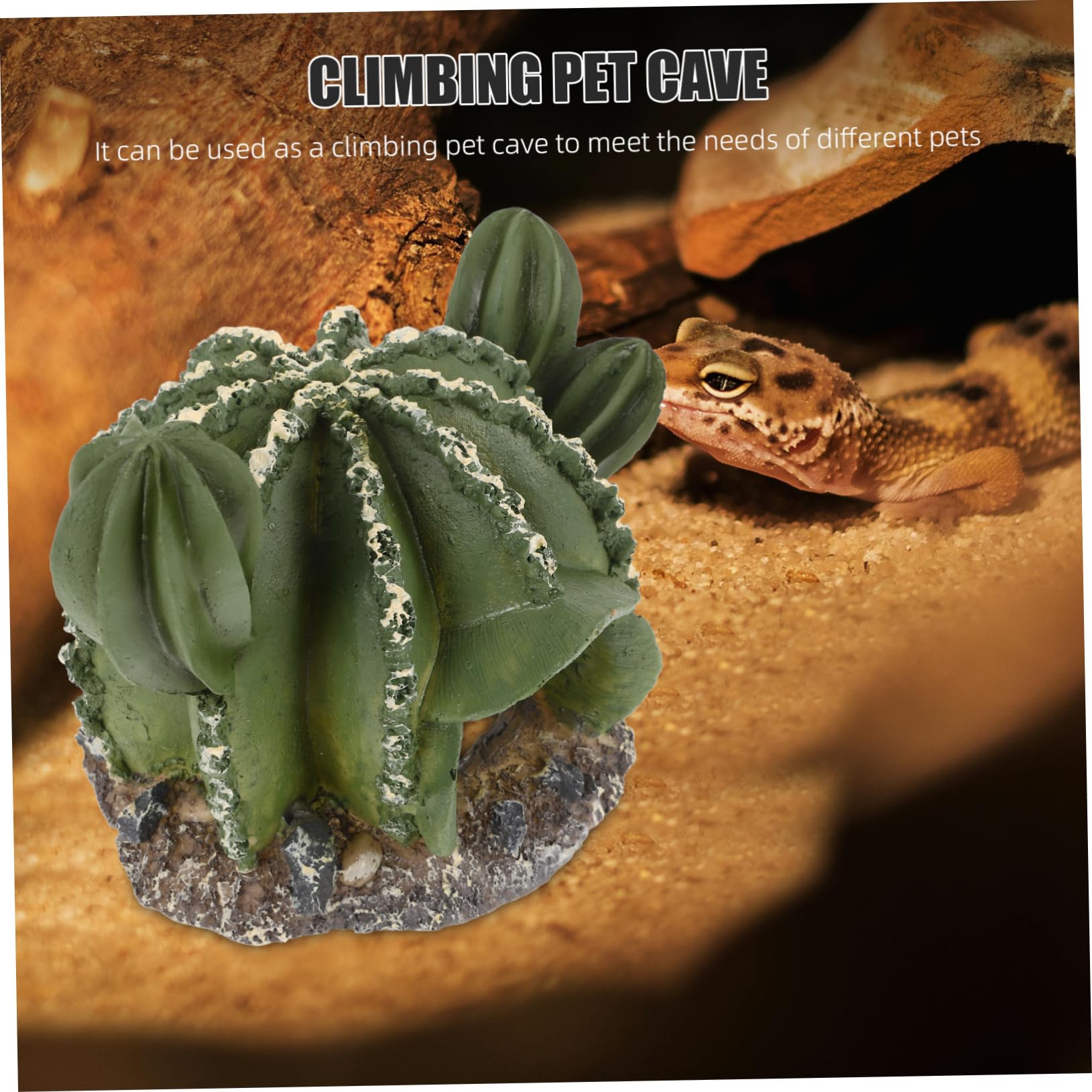 INOOMP 4piezas Cueva Decorativa para Reptiles Forma De Cactus Refugio De Resina para Geckos y Serpientes Accesorio Multifuncional para Terrarios y Acuarios