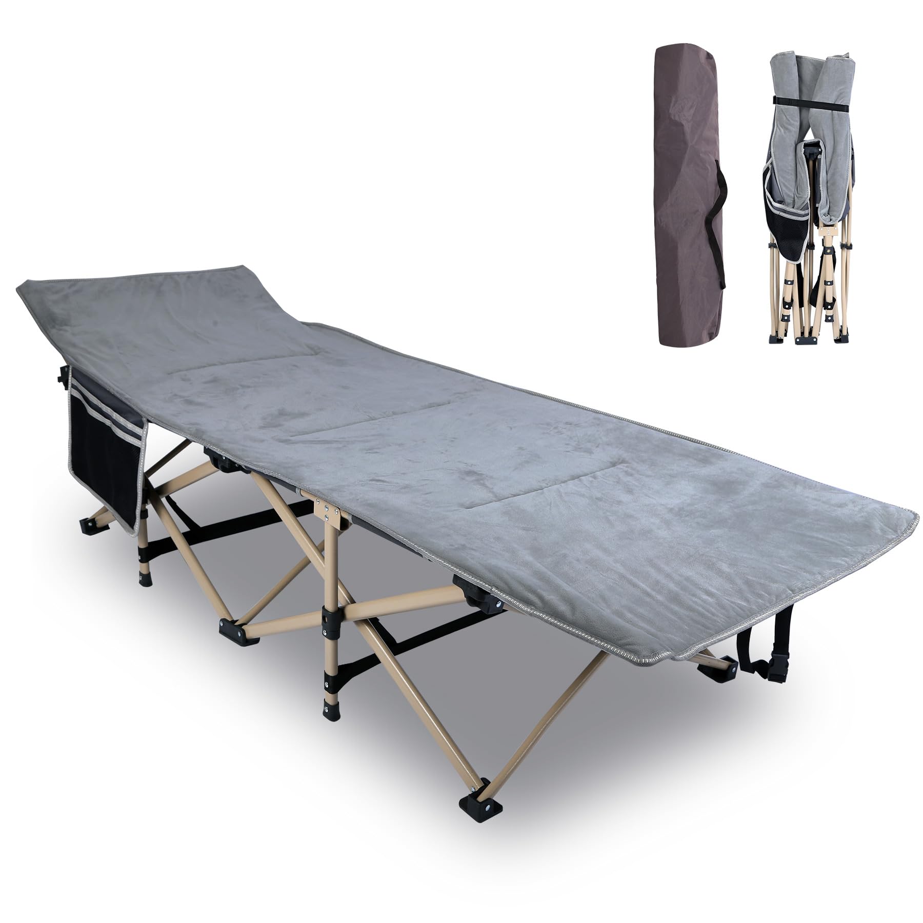REDCAMP Camping Cot for Adults,Sleeping Cot Bed with Pad, Travel Camp Cots Portable for Outdoor Home Office,Gray
