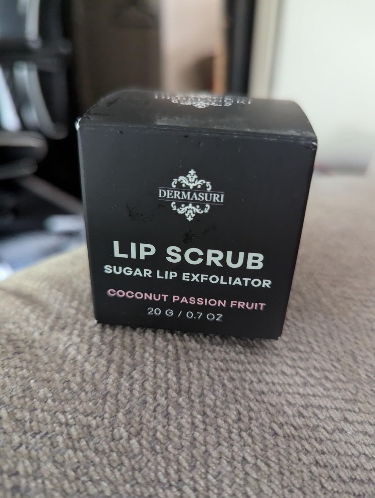 Dermasuri - Lip Exfoliator Scrub & Moisturizer - Sugar Scrubs, Overnight Hydration & Softening - Brighten & Soften Dark Lips For Men & Women -Soothing Dryness -Coconut Passion Fruit Flavor - 20g/0.7oz