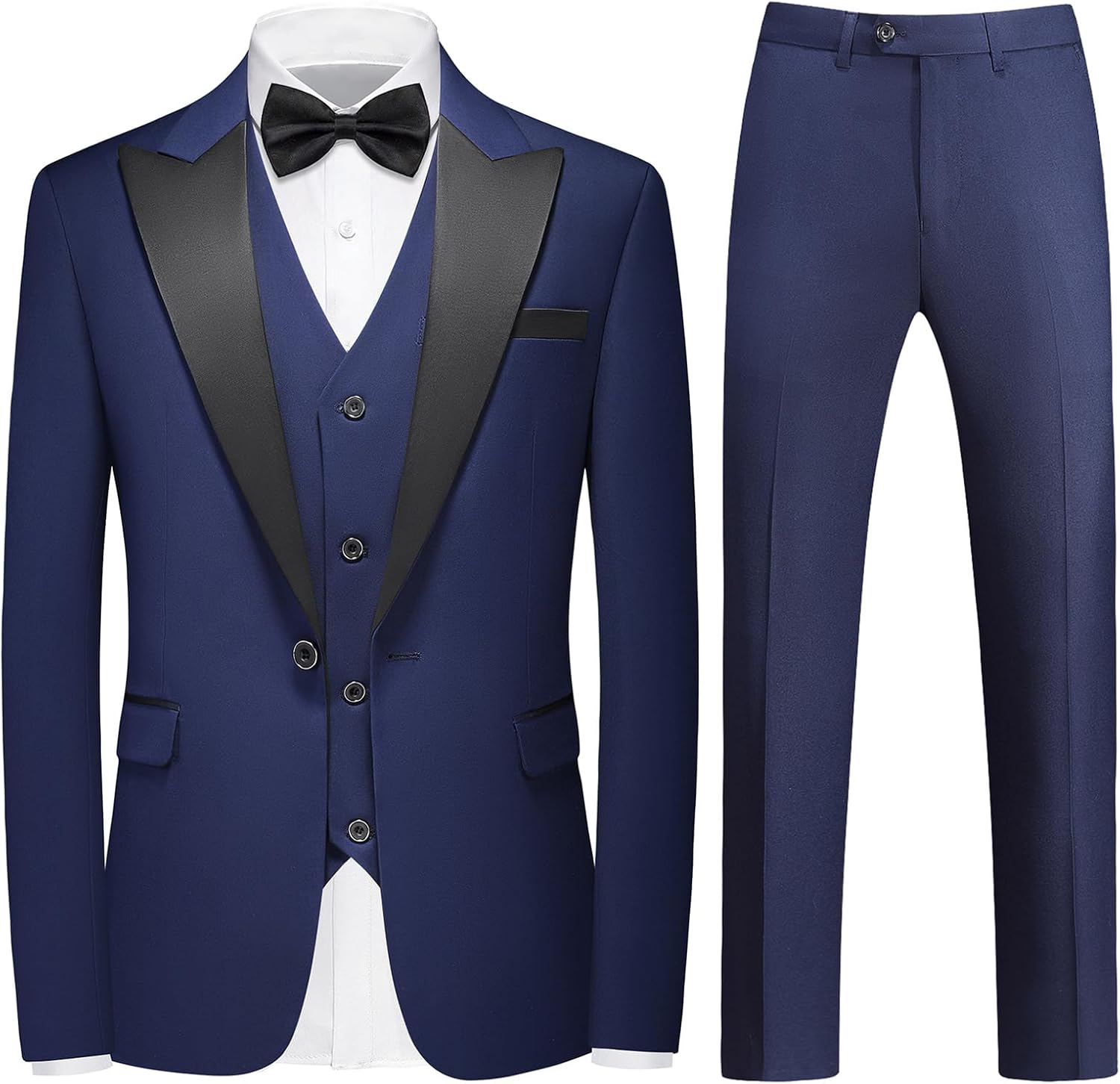 Men's 3 Piece Suit Slim Fit One Button Solid Tuxedo Jacket Suits for Men Slim Fit for Wedding Prom Blazer Vest Pants