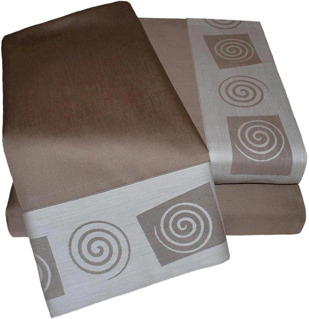 Luxor Treasures Long-Staple Combed Cotton, 400 Thread Count Jacquard Swirls Queen Sheet Set, Taupe