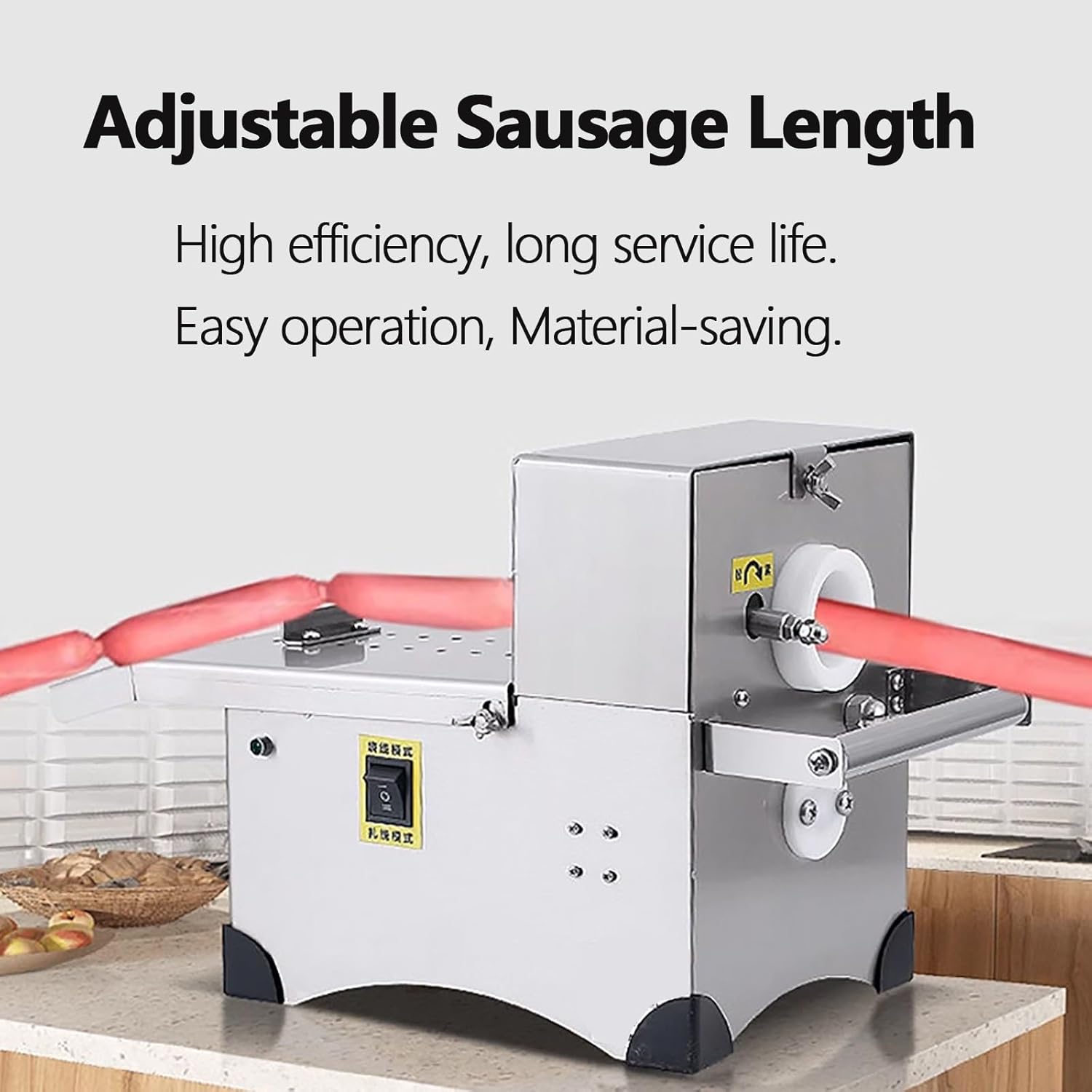 Red Sausage Knotting Machine, Low Noise, Long Lifespan, Durable Commercial Tying Machinery, Built-in Electric Winding Mode, Metal Gears, 2 Modes, Max Diameter 5cm
