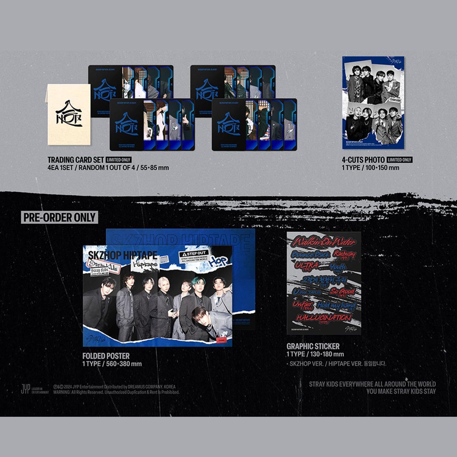 Stray-Kids Skzhop Hiptape Hop [HIPTAPE Limited ver.] Album+Pre-Order Benefit (Folded POSTER + GRAPHIC STICKER)