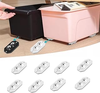 Self Adhesive Wheels,Appliance Caster Wheels,Mini Caster Wheels for Appliances,Mini Swivel Wheels,Double Bead 360° Swivel Cricut Wheels for Trash Can, Storage Box, Furniture 8PCS(White Double Bead)