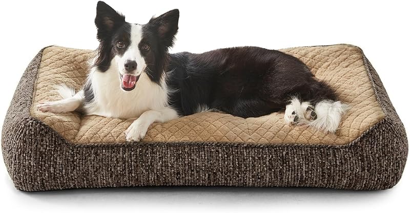 Cama ortopédica para cães grandes JOEJOY com laterais, espuma e capa removível, Marrom, 96,52 x 71,12 x 20,32 cm