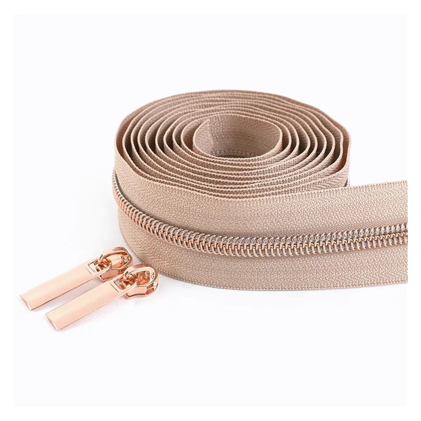 Zippers Nylon, Nylon Zipper Repair Kit with 2 Slider Pulls 2 Meters Zipper Tape 5# Multicolor(M127rosegold)