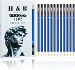 H & B Drawing Pencils Set, 33 Pieces Sketch Pencils & Drawing Kit, Includes Sketch Pad, Graphite Pencils, Charcoal Sticks and Eraser, Supplies for Artists/Adults
