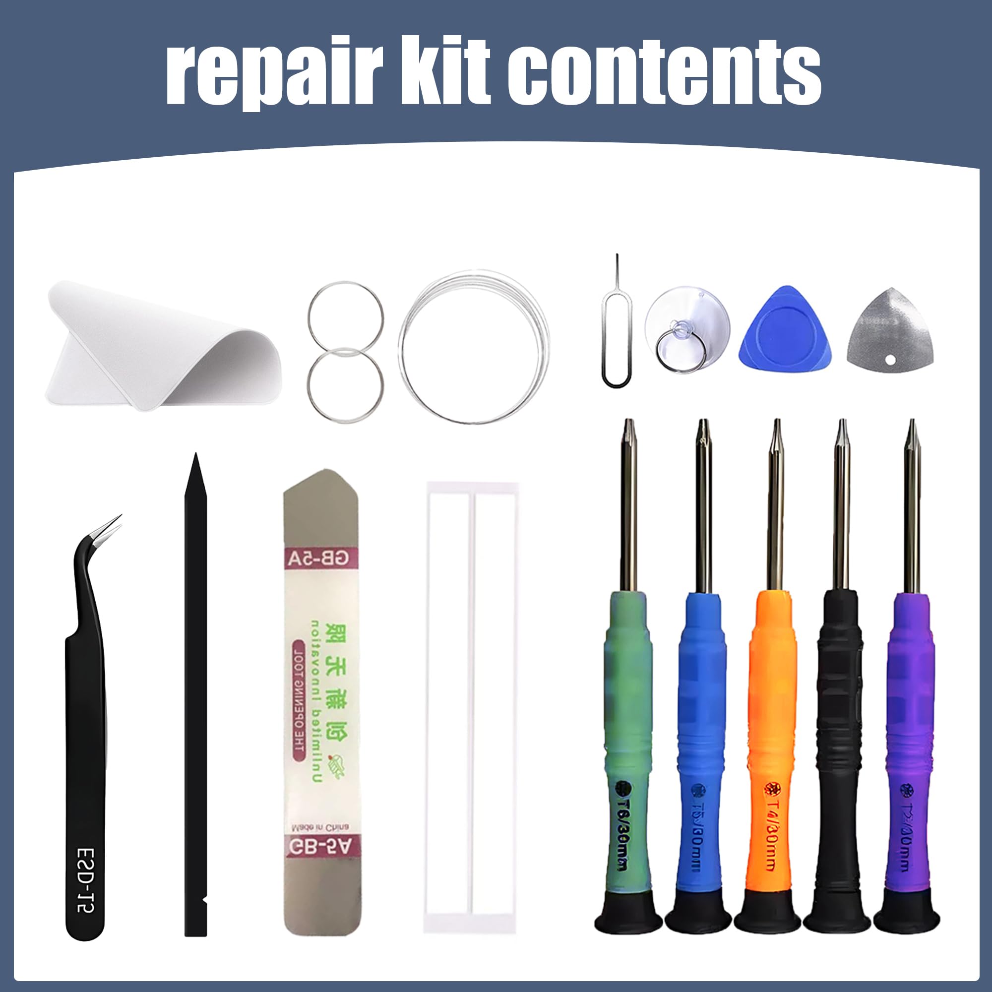 Kit de réparation d'écran en verre avant compatible avec Samsung Galaxy Tab S5e + OCA (pas d'écran LCD ni numériseur tactile)