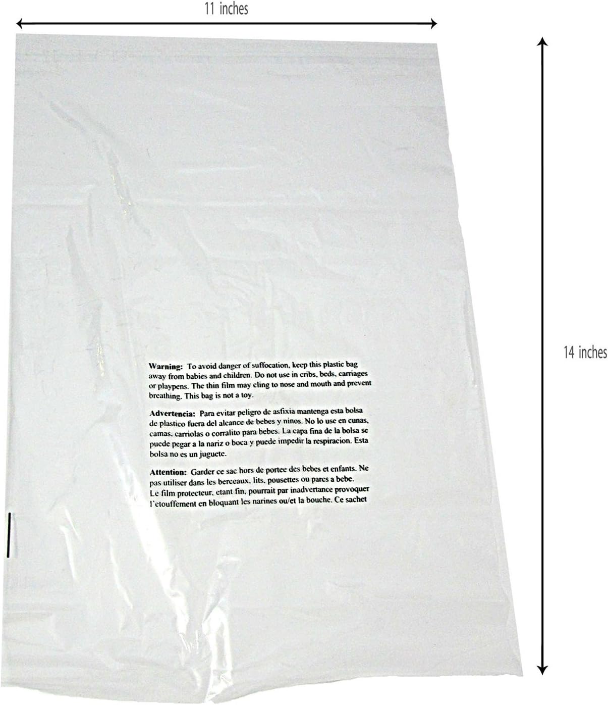Suffocation Warning Poly Bag, 1.5ml Self-sealed, 200 Count 9x12