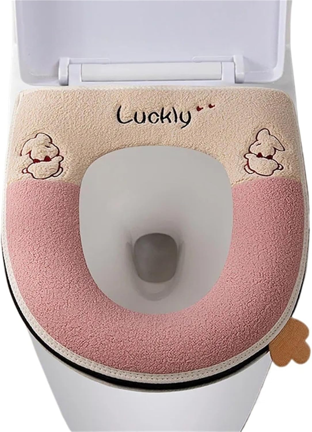 Universal Toilet Seat Cover Winter Warm Soft WC Mat Bathroom Washable Removable Zipper With Flip LidHandle(C)