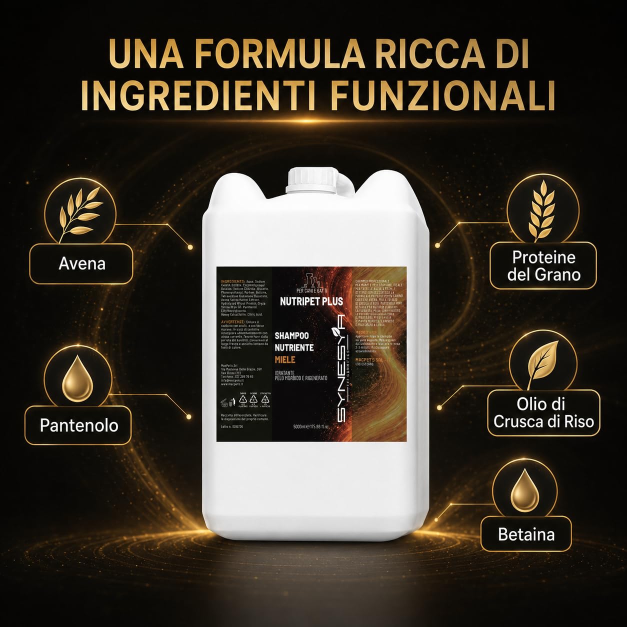 Nutripet Plus Shampoo Miele 5 L per cani e gatti
