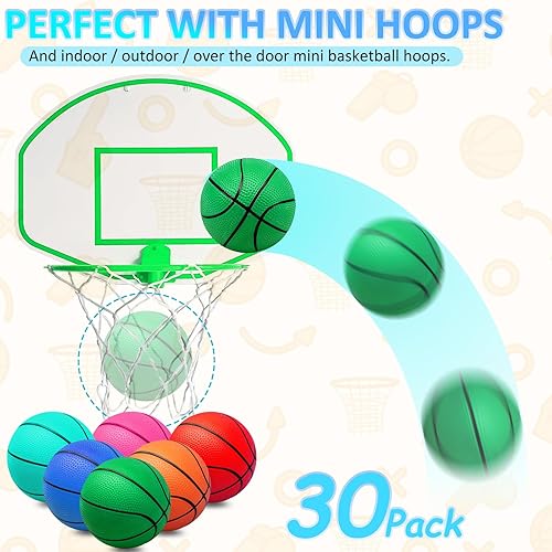 Miniatura 13 de Juego de 40 mini pelotas de baloncesto inflables de 6 pulgadas, juego de baloncesto pequeño de PVC para colocar sobre la puerta, juegos de aro