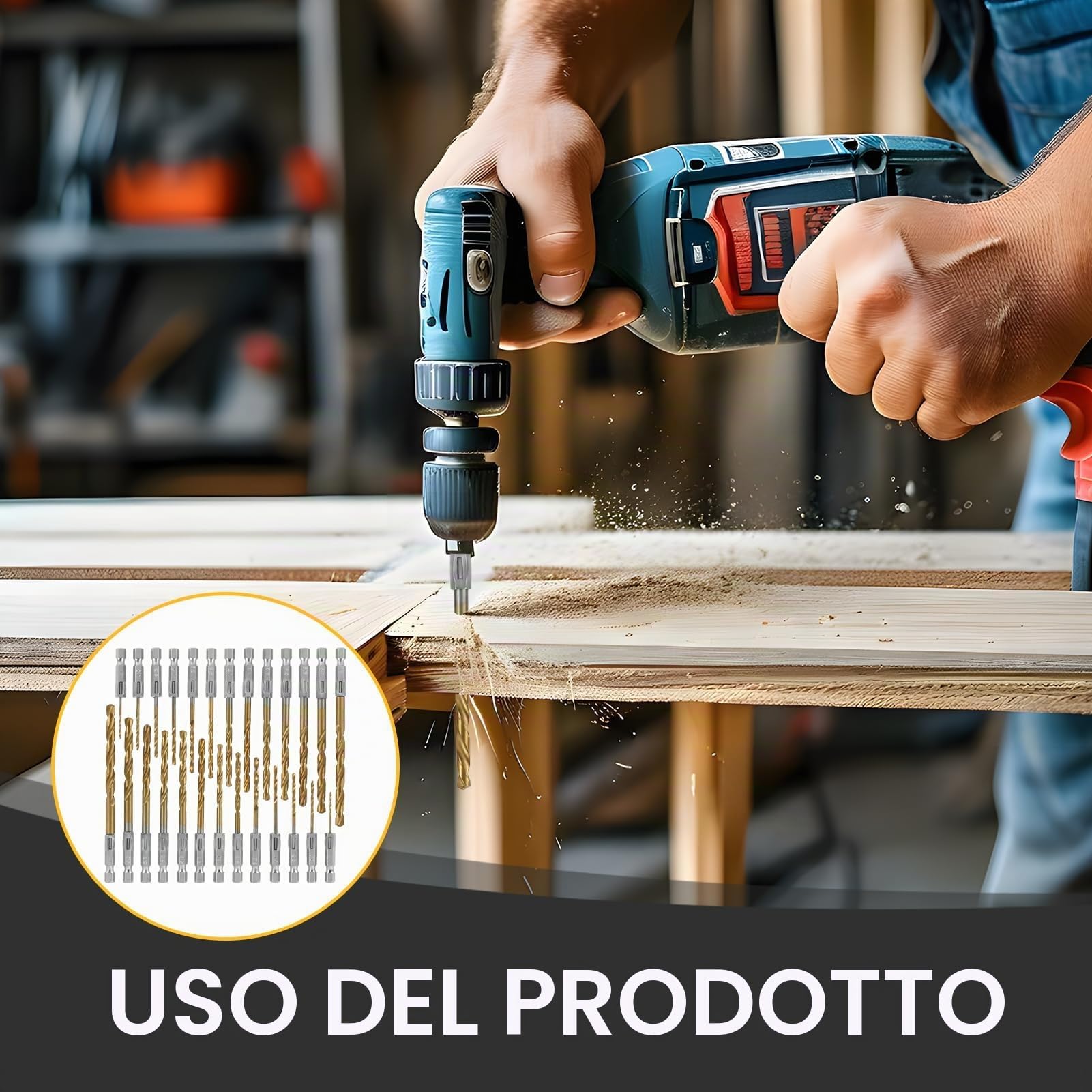 Set di 26 Punte da Trapano Rivestite in Titanio, Attacco Esagonale, in Acciaio ad Alta Velocità da 1,5 a 6,5 mm, Ideale per Trapano a Mano e a Percussione, per Metallo, Legno e Plastica