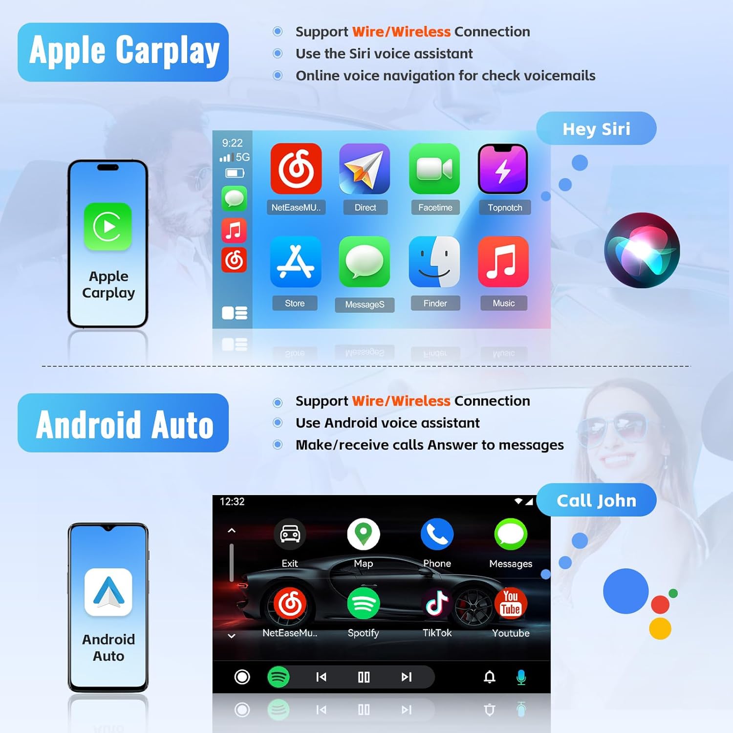 2+64GB Android 15 Car Radio for Toyota Hilux Vigo 2005-2014 Wireless CarPlay Android Auto, Realdio 9" Touch Screen Car Stereo with WiFi GPS Bluetooth EQ 26UI AHD Backup Camera MIC