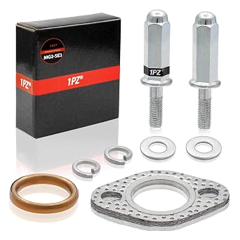 PZ MG2-SE3 Premium Exhaust Bolt and Gasket for GY6 50cc 70cc 90cc 110cc 125cc 150cc GMB139 Engine Scooters ATV Silver