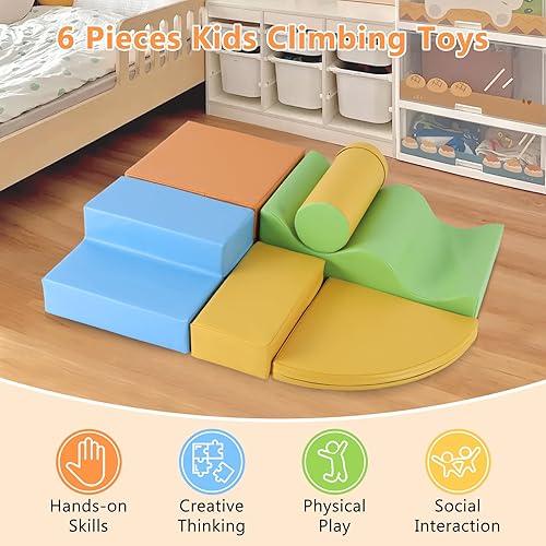 Miniatura 3 de MUHYHY Bloques de escalada para niños, 6 bloques de escalada de espuma para niños, juego de espuma suave para escalar, juguetes ligeros para escalar