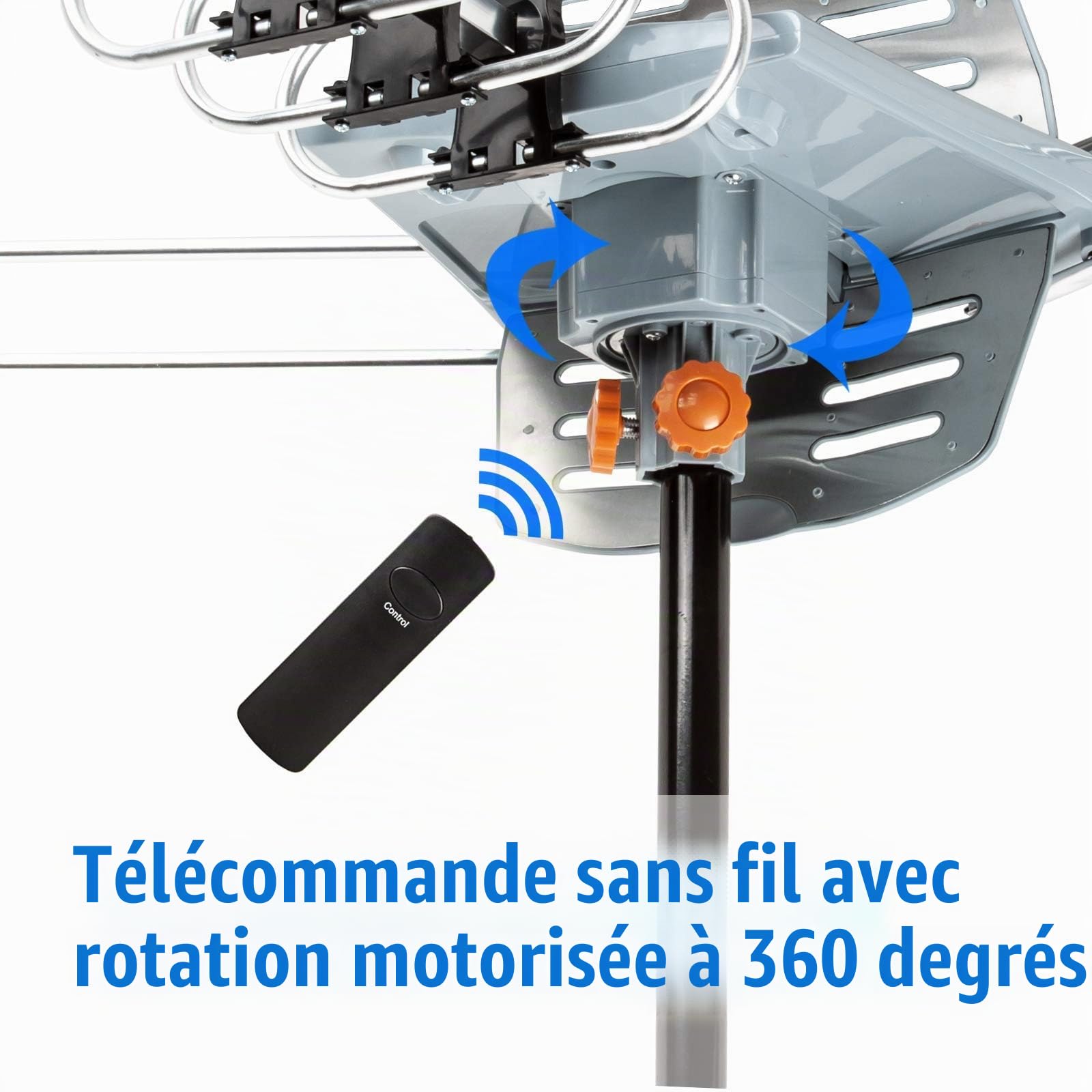 Antenne HDTV Five Star extérieure 240 km – Antenne rotative 360° amplificateur, double sortie TV, résistante , support 4K 1080p UHF/VHF