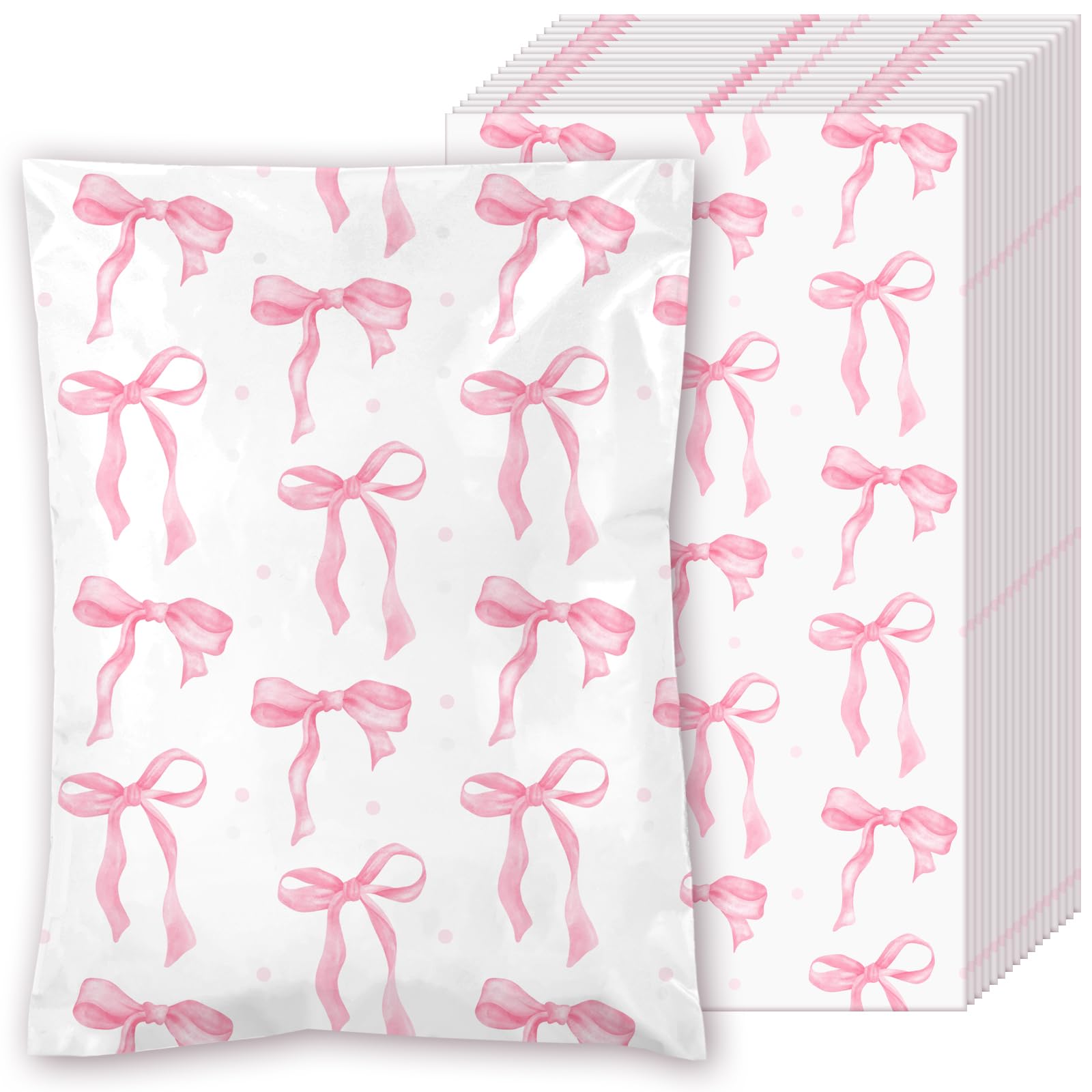 Resurhang 200 Pcs Pink Coquette Bow Poly Mailer 6x9 inch Designer Shipping Mailers Heavy Duty Waterproof Self Adhesive Shipping Bags for Large Mailing