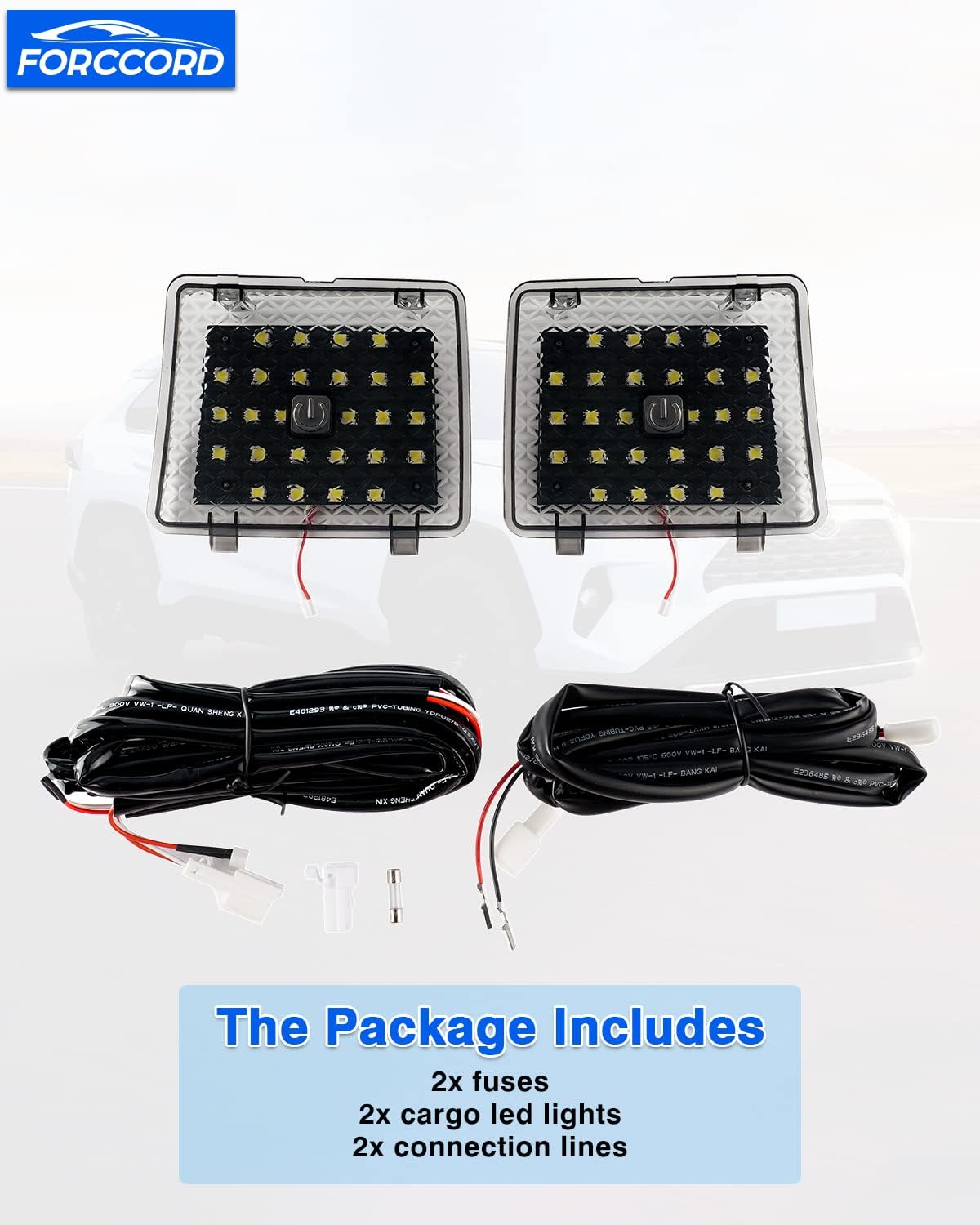 Fit for 2 PCS Cargo LED lights Toyota RAV4 2022 2023 2024 2025 Trunk Ceiling Lights Lamps Kit to Hatch Door Cargo Lamps Car Interior Lights Accessories (Not fit for 19-21 Rav4) Replacement