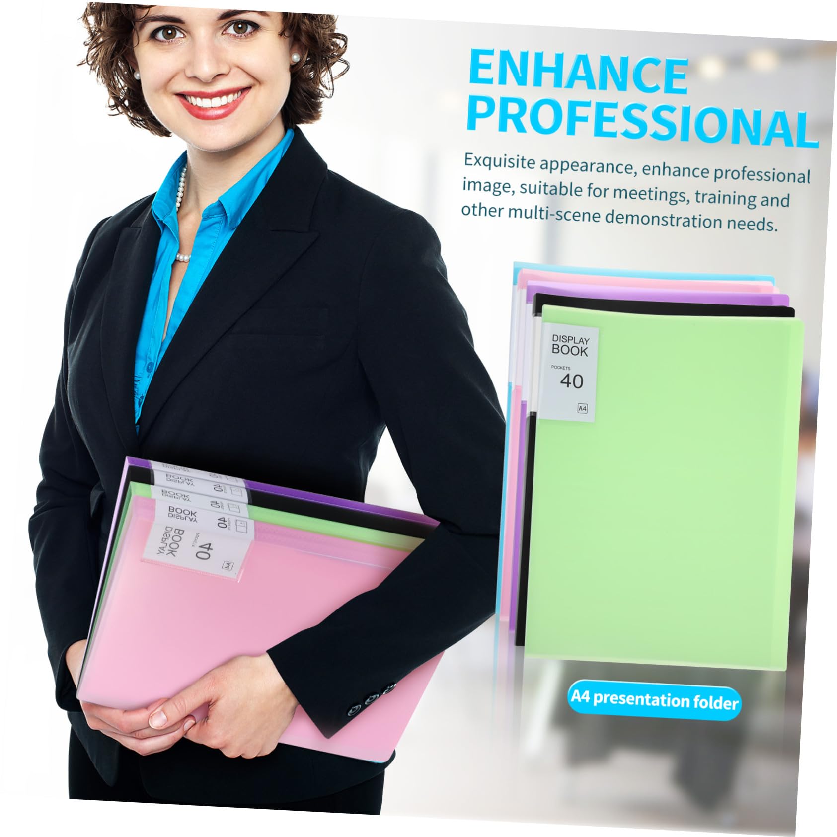 5 Präsentationsmappe mit Hüllen pro Ordner Transparente Kunststofftaschen mit Etiketten für Schule Büro Großer Stauraum Tragbares Portfolio für Dokumentenorganisation