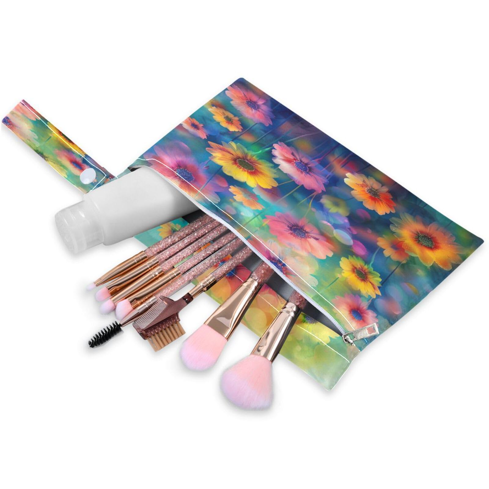 ATTX Colorful Flowers Painting Wet Dry Bags 2-Pack - Reusable Cloth Diaper Storage for Travel, Beach & Gym | Multi-Use Waterproof Bags for Swimsuits, Baby Clothes, Sports Gear#75