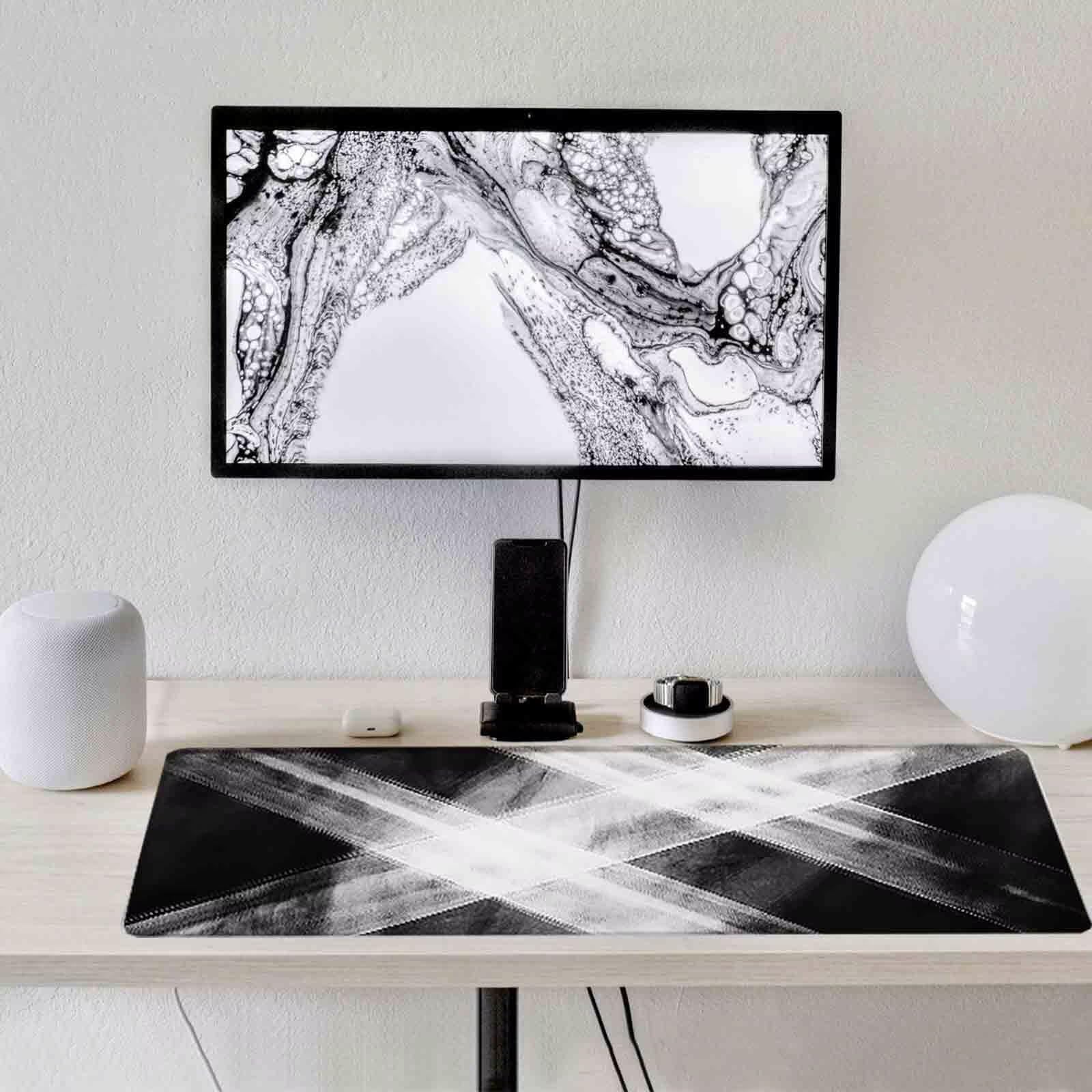 Czarna podkładka pod mysz do gier, podwójna podkładka pod mysz, XXL, 1200 x 600 mm, mata biurowa z przeszytymi krawędziami, antypoślizgowa, do biura, nauki, gier, akcesoriów biurowych, dekoracji