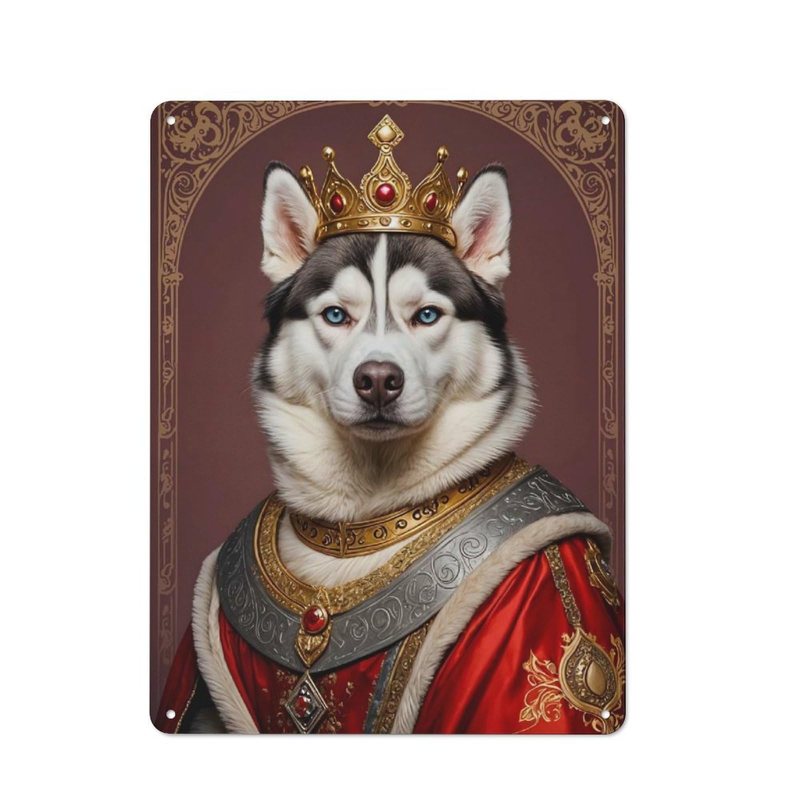 Vintage Siberian Husky King Vintage Tin Sign 40x30cm, Cafe Wall Decor for Bakery, Diner, Cafe Or Family Room
